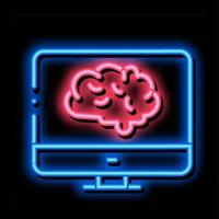 cerebro en pantalla ilustración de icono de brillo de neón vector