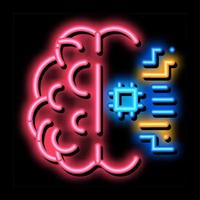 ilustración de icono de brillo de neón de chip de cerebro ai vector