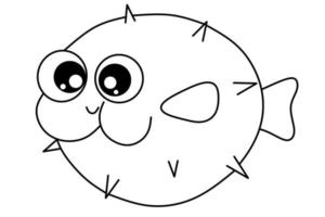 Fugu character for coloring book vector