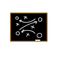Sports tactics and strategy on blackboard. Scheme of movement of team player. Combination of crosses and circles with path arrows on chalkboard. Pitch ball instructions vector