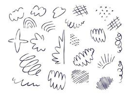 conjunto de líneas abstractas. patrones dibujados a mano con remolinos y zigzags. vector