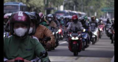 Traffic on Jalan Merdeka Barat is dominated by motorcyclists. video