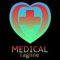 icono de símbolo de logotipo médico saludable diseño moderno. más salud en el logotipo del signo del corazón. vector de logotipo de corazón de color azul y verde. vector de símbolo de corazón saludable de farmacia clínica