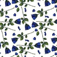 Seamless pattern with blue roses, leafs. Happy Romance, Love concept. Perfect for product design, scrapbooking, textile, wrapping paper. vector