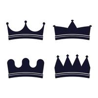 set of royal king crown silhouette simple design vector