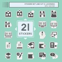 Sticker line cut Set E-Learning. related to Education symbol. simple design editable. simple illustration vector