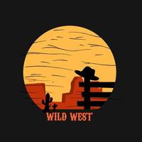 illustration vector of hat in desert,wild west,perfect for print,background,etc