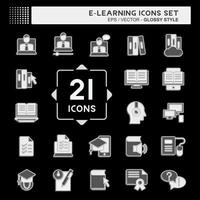 Icon Set E-Learning. related to Education symbol. Glossy Style. simple design editable. simple illustration vector