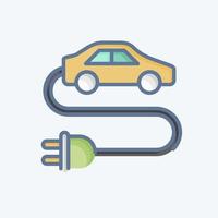 icono de coche eléctrico. relacionado con el símbolo del medio ambiente. estilo garabato. ilustración sencilla. conservación. tierra. limpio vector