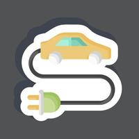 pegatina coche eléctrico. relacionado con el símbolo del medio ambiente. ilustración sencilla. conservación. tierra. limpio vector