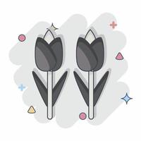 Icon Tulips. related to Environment symbol. Comic Style. simple illustration. conservation. earth. clean vector