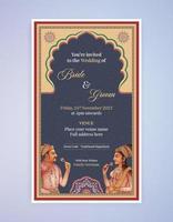 Mughal Art Wedding Invitation Card Design. Indian Mughal Invitation card design for printing. vector