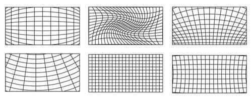 set of grid line abstract wave texture vector