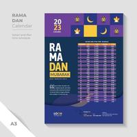 Creative Ramadan iftar schedule Calendar for 2023. Unique design background. vector