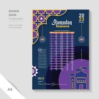 plantilla única de diseño de calendario de ramadán. vector