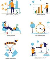 Some activities that occur in an office and others. Vector Formats.