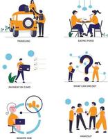 Some activities that occur in an office and others. Vector Formats.