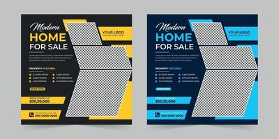 Modern Real estate house sale and home rent advertising square Social media post and corporate promotion ads discount web banner vector template design.