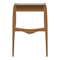 Folding wood table side view in realistic style. Turquoise table top. Home wooden furniture design. Colorful vector illustration on a white background.