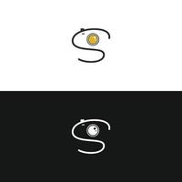 Letter s photography logo camera lens concept design vector