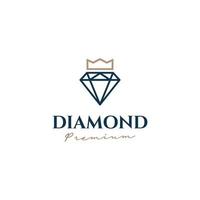diamond king logo, diamond with crown logo design concept vector
