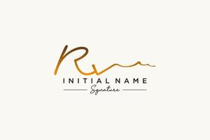 Initial RV signature logo template vector. Hand drawn Calligraphy lettering Vector illustration.