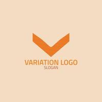 Abstract letter V logo with line pattern. vector