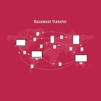 Data transfer worldwide connecting, info graphic in viva magenta background color vector