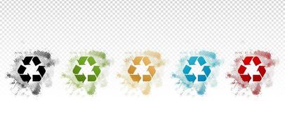 illustration of Recycle icon spread dots backgrounds label products company or corporate, User interface designs, collages, decks, Collaging and layouts, Website assets, Branding or identity campaigns vector