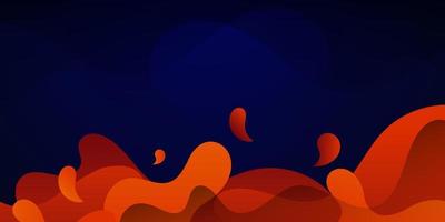 Abstract liquid with gradient orange and deep blue vector