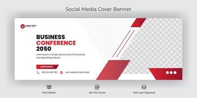 conferencia de negocios en línea publicación en redes sociales plantilla de banner de portada de facebook vector
