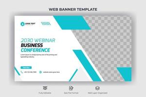 Webinar business conference web banner landing page and video thumbnail template vector