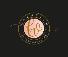 monograma de belleza de logotipo femenino fv inicial y diseño de logotipo elegante, logotipo de escritura a mano de firma inicial, boda, moda, floral y botánica con plantilla creativa. vector