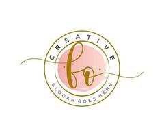 initial FO Feminine logo beauty monogram and elegant logo design, handwriting logo of initial signature, wedding, fashion, floral and botanical with creative template. vector