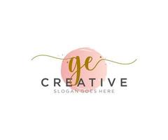 monograma de belleza de logotipo femenino inicial ge y diseño de logotipo elegante, logotipo de escritura a mano de firma inicial, boda, moda, floral y botánica con plantilla creativa. vector