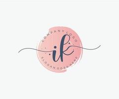 Initial IK feminine logo. Usable for Nature, Salon, Spa, Cosmetic and Beauty Logos. Flat Vector Logo Design Template Element.