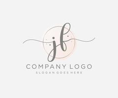 Initial JF feminine logo. Usable for Nature, Salon, Spa, Cosmetic and Beauty Logos. Flat Vector Logo Design Template Element.