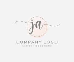 logo femenino ja inicial. utilizable para logotipos de naturaleza, salón, spa, cosmética y belleza. elemento de plantilla de diseño de logotipo de vector plano.