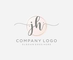 logotipo femenino jh inicial. utilizable para logotipos de naturaleza, salón, spa, cosmética y belleza. elemento de plantilla de diseño de logotipo de vector plano.