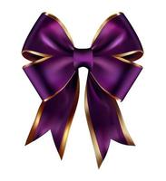 Purple and Golden Bow with Ribbon on White vector