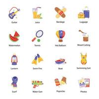 Set of Vacation Flat Icons vector