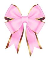 Pink and Golden Bow with Ribbon on White vector