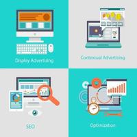 SEO Vector illustration. how to optimize your bussiness. Innovation and technologies.