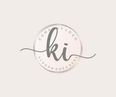 Initial KI feminine logo. Usable for Nature, Salon, Spa, Cosmetic and Beauty Logos. Flat Vector Logo Design Template Element.