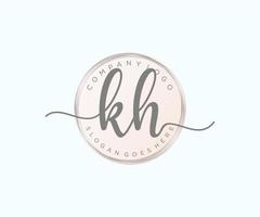 Initial KH feminine logo. Usable for Nature, Salon, Spa, Cosmetic and Beauty Logos. Flat Vector Logo Design Template Element.