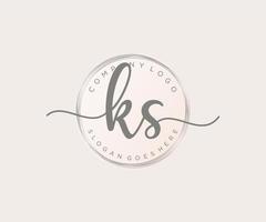 Initial KS feminine logo. Usable for Nature, Salon, Spa, Cosmetic and Beauty Logos. Flat Vector Logo Design Template Element.