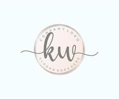 Initial KW feminine logo. Usable for Nature, Salon, Spa, Cosmetic and Beauty Logos. Flat Vector Logo Design Template Element.