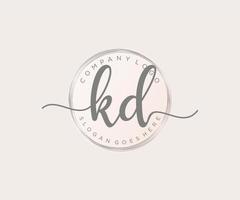 Initial KD feminine logo. Usable for Nature, Salon, Spa, Cosmetic and Beauty Logos. Flat Vector Logo Design Template Element.