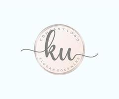Initial KU feminine logo. Usable for Nature, Salon, Spa, Cosmetic and Beauty Logos. Flat Vector Logo Design Template Element.