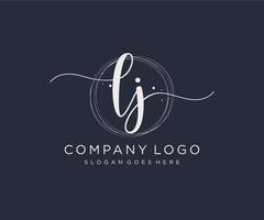 Initial LJ feminine logo. Usable for Nature, Salon, Spa, Cosmetic and Beauty Logos. Flat Vector Logo Design Template Element.